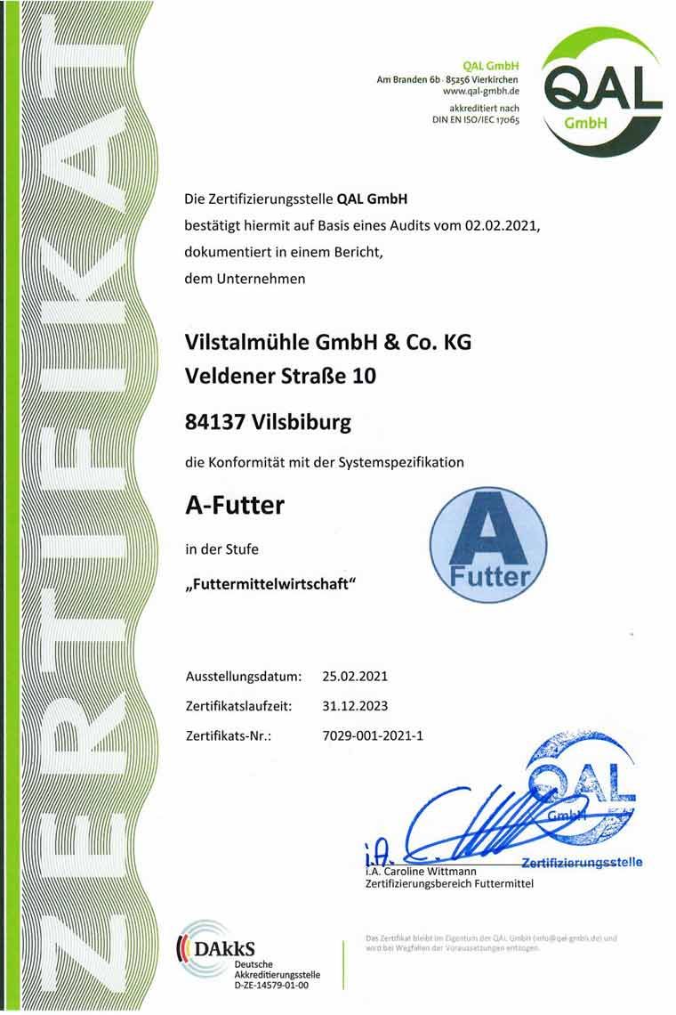 Zertificate A-Futter-2021