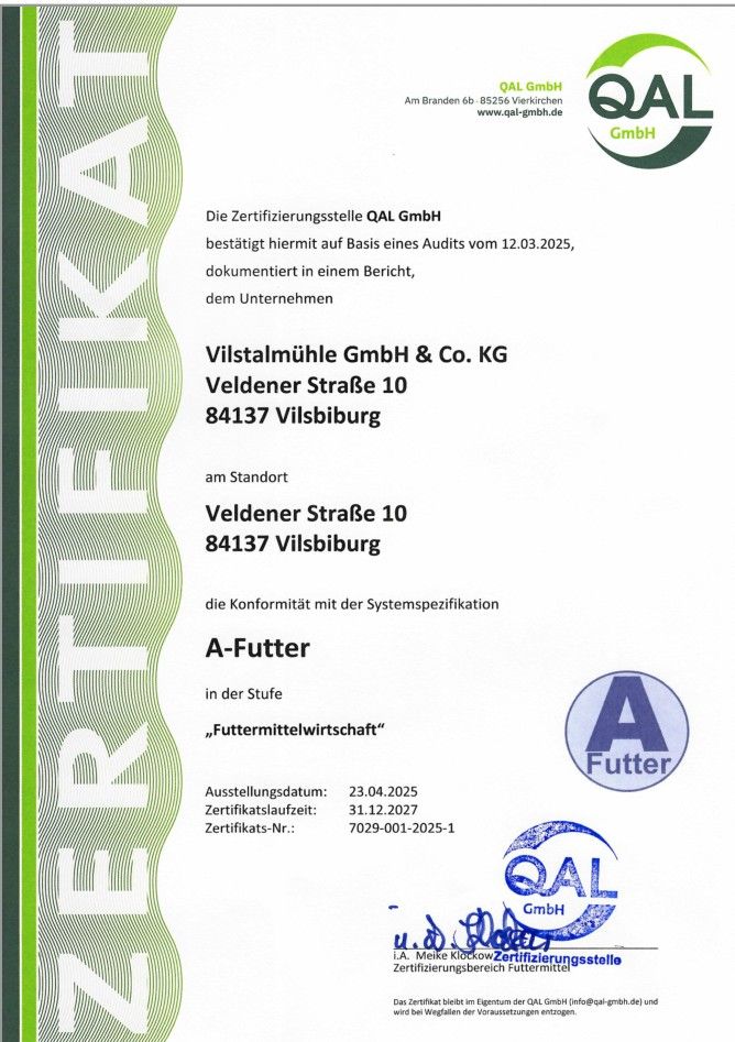 Zertificate A-Futter